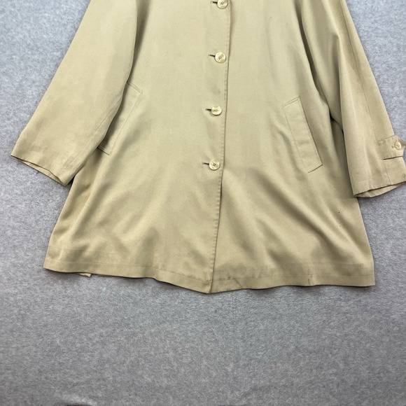 Burberry Women Trench Coat Waxed Beige Size L 24x36 Nova Check Rain Polyurlthane - Picture 2 of 16